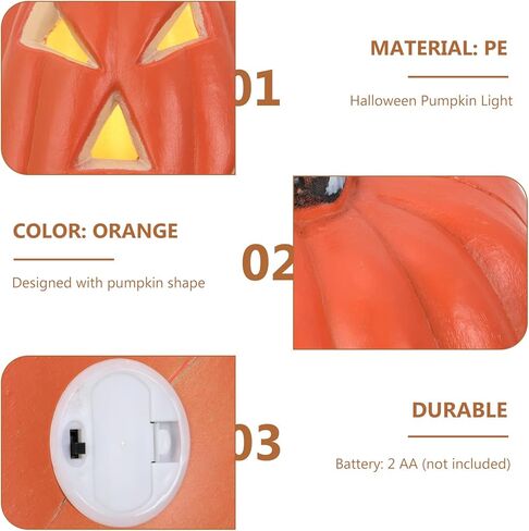 Halloween Light up Pumpkin,5.5 inch Jack O Lantern Luminous Pumpkin Figurine for Halloween Thanksgiving Carnival Party Table Centerpieces Decorative（Without Battery） in Kuwait