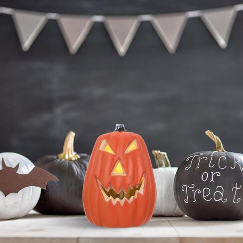 Halloween Light up Pumpkin,5.5 inch Jack O Lantern Luminous Pumpkin Figurine for Halloween Thanksgiving Carnival Party Table Centerpieces Decorative（Without Battery） in Kuwait