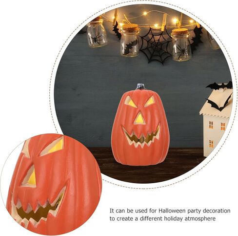 Halloween Light up Pumpkin,5.5 inch Jack O Lantern Luminous Pumpkin Figurine for Halloween Thanksgiving Carnival Party Table Centerpieces Decorative（Without Battery） in Kuwait