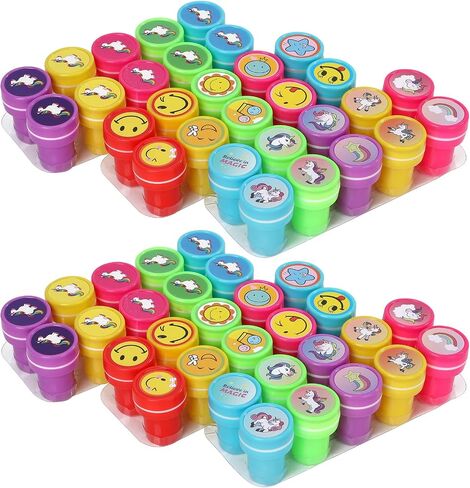 Assorted Stamps for Kids, Self Inking Stamps with Designs, Toddler Stamps for Education, Kids Stamps for Holiday, Birthday Gift, Party Favor, Carnival Prizes (60 Smiley Face) in Saudi Arabia