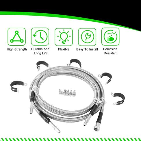 مجموعة خطوط الوقود المضفرة من الفولاذ المقاوم للصدأ 819-816 مناسبة لسيلفرادو سييرا 1500 2500 3500 HD 2004-2010 استبدال 15946184 15946199 15946178 19356397 in Kuwait