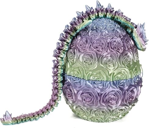 Easter Egg Dragon Egg 3D Printed Dragon Egg Articulated Dragon Crystal Dragon with Dragon Egg Fidget Dragon Egg Toy Executive Desk Toys Adults Fidget Dragon Toys (Rose-Colorful, 12'') in Kuwait