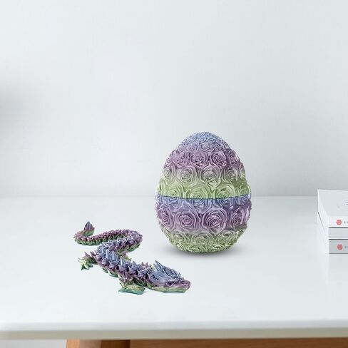 Easter Egg Dragon Egg 3D Printed Dragon Egg Articulated Dragon Crystal Dragon with Dragon Egg Fidget Dragon Egg Toy Executive Desk Toys Adults Fidget Dragon Toys (Rose-Colorful, 12'') in Kuwait