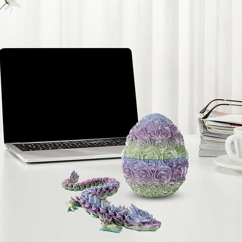 Easter Egg Dragon Egg 3D Printed Dragon Egg Articulated Dragon Crystal Dragon with Dragon Egg Fidget Dragon Egg Toy Executive Desk Toys Adults Fidget Dragon Toys (Rose-Colorful, 12'') in Kuwait