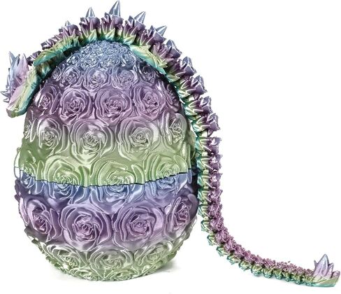 Easter Egg Dragon Egg 3D Printed Dragon Egg Articulated Dragon Crystal Dragon with Dragon Egg Fidget Dragon Egg Toy Executive Desk Toys Adults Fidget Dragon Toys (Rose-Colorful, 12'') in Kuwait