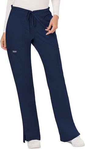Cherokee Scrub Set for Women Modern Classic Fit Mock Wrap Top WW610 with Mid Rise Moderate Flare Drawstring Pant-WW120, Navy- L Top/L Pant in Saudi Arabia