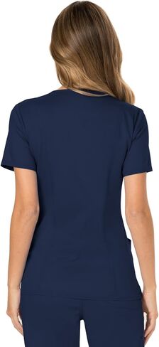 Cherokee Scrub Set for Women Modern Classic Fit Mock Wrap Top WW610 with Mid Rise Moderate Flare Drawstring Pant-WW120, Navy- L Top/L Pant in Saudi Arabia