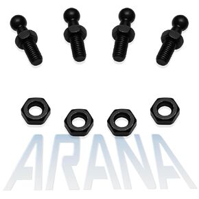 ARANA 10MM Ball Stud with Hardware, 5/16-18 Thread × 5/8" Long Shank Lift Support Ball Studs for Gas Struts Shock Springs Lift Support End Fiting, Set of 4 Blck