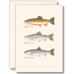 Earth Sky + Water - Western Trout Trio Notecard Set - 8 Blank Cards with Envelopes