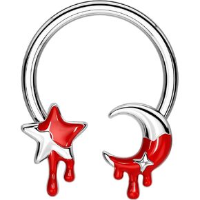 OUFER 16G Septum Jewelry, 316L Surgical Steel Septum Rings, Star Daith Piercing Jewelry, Moon Helix Conch Cartilage Tragus Piercing Jewelry For Women Men