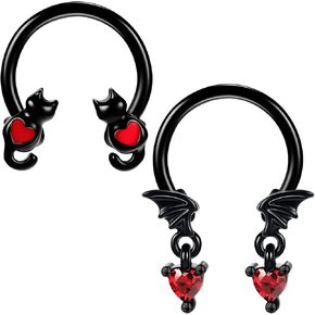 BodyAce Halloween Nose Rings Septum Hoops, 16G Cartilage Hoop Earrings Tragus Conch Piercing Jewelry, 316L Surgical Steel Halloween Septum Ring for men women