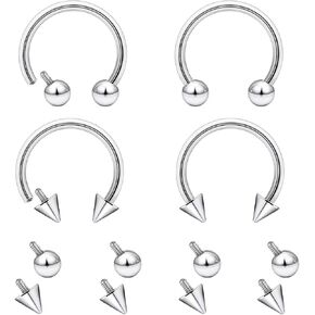 Lcolyoli 16g Septum Rings Internally Threaded Surgical Steel Septum Jewelry Lip Rings Hoop Labret Jewelry Snake Bite Piercing Jewelry Horseshoe Earrings Daith Piercing Jewelry for Women Men