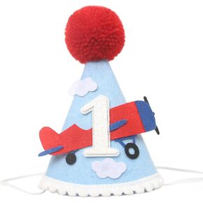 Airplane 1st Birthday Party Hat - Aviation-Themed Party Supplies，Vintage Airplane Baby Shower Hats，First Birthday Airplane-Themed Party Decorations，Baby Birthday Photo Props