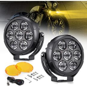 COLIGHT 4inch Motorcycle Fog Lights Round Pod Lights 5 Modes Offroad Work Lights Spotlight LED Driving Light with Waterproof Wiring Harness Kit - 2 Pack