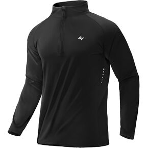 MIER Dry Fit Quarter Zip Pullover for Men, Long Sleeve 1/4 Zip Lightweight Golf Athletic Fishing Shirts (Sun Protection)