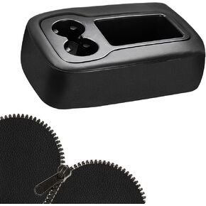 Black Center Console Cover with Zipper Design Jump Seat Armrest Cover Fit for Chevy Silverado Avalanche Suburban Tahoe GMC Yukon Sierra 2007 2008 2009 2010 2011 2012 2013 2014