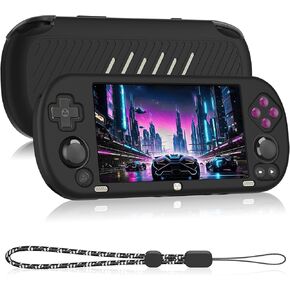 Silicone Case Compatible with Trimui Smart Pro 5-Inch, Anti-Scratch, Washable, Shockproof Protective Cover for Trimui Smart Pro Handheld Game Console with Lanyard - White