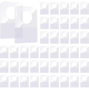 300PCS Self Adhesive Hang Tabs, Clear Slot Hole Hanging Tabs Plastic Retail Hang Tags Sticky Hanging Display Hook for Store Retail Items Display (1.3x0.9 Inch)