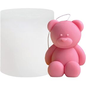 3D Cute Cartoon Bear Silicone Candle Mold Resin Gypsum Ice Cube Baking Mold Bedroom Decor Birthday Party Gifts Wedding Souvenirs(1.8in)