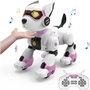 Remote Control Robot Dog for Girls, Smart Interactive Programmable RC Dog, Girl Robot Toy Pink Puppy Music Dancing Pet, Christmas Birthday Gift for Kids Ages 5-10