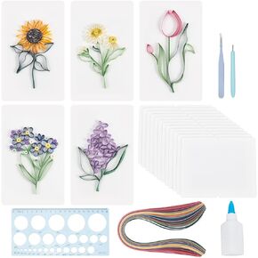 WEBEEDY 20 Sets Paper Quilling Kits for Beginners DIY Flowers Quilling Card Making Kits with 36 Colors Strips, 20 Cards, Paper Quilling Tools and Supplies Home Room Wall Art Decor Creative Gift