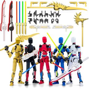 T13 Action Figure Already Assembled, Multi-Colored Titan 13 Action Figure Set Dummy with Laser Saber 3D Printed T 13 Lucky Robo Nova 13 Action Figures, Figura de acción t13 (White Blue Red)