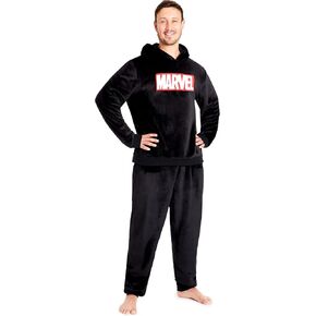 Marvel Mens Pyjamas Set Fleece with Fluffy Hoodie