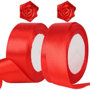 Phinus 2 Roll 1 inch Pink Ribbon, 24 Yards Pink Satin Ribbon, Light Pink Ribbon, Fabric Ribbon for Flower Bouquet, Pink Ribbon for Gift Wrapping, Ribbon Pink for Wedding, Handmade Bows and Craft