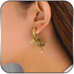 Gothic Snake Earring for Women,Vintage Snake Piercing Stud Earrings for Men Punk Animal Snake Earrings Jewelry