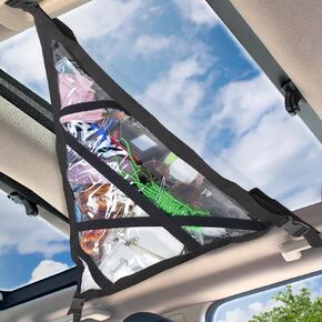 IC ICLOVER شبكة شحن سقف السيارة، شبكة تخزين سقف منظم لسقف السيارة مع 3 مقابض، جيب شبكي شبكي للسقف الداخلي للسيارة بطبقة مزدوجة لسيارات الدفع الرباعي MPV شاحنة فان للتخييم ورحلات الطريق الطويلة in Kuwait