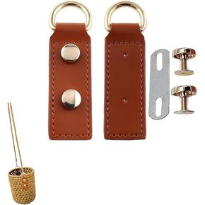 2 Pack Purse Strap Mount Hook with Screws Rectangle Leather Buckle Side D Ring Clips Replacement for Bag Shoulder Straps DIY Crossbody Handbag Handle Chain Belt, Brown