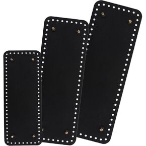Bag Bottom for Crochet, 3 Pcs 3 Sizes Black Crochet Purse Bottom Base Rectangle PU Leather Knitting Bag Bottom Shaper Pad with Holes for DIY Handbag Purse Tote Shoulder Crossbody Bag Making