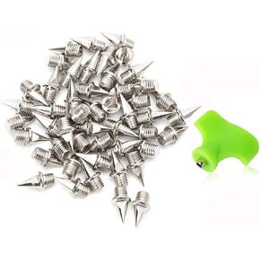 AUGSUN 110pcs 3/8inch Stainless Steel Track and Cross Country Spikes with Spike Wrench, Replacement Spikes for Sprint Sports Short Running Shoes