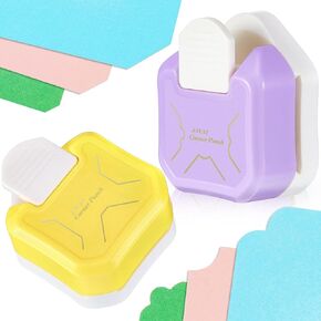 Creative Pattern Corner Punch 2 Pcs 3 in 1 Corner Cutter 3 Shapes Hole Punch Paper Pattern Cutter Craft Corner Punch Rounder for Crafting, Scrapbooking Supplies, Business Card, Photo (Yellow, Purple)