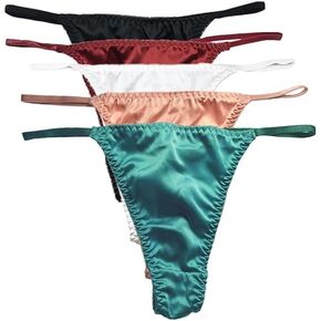 Colorful Star 5 Pack Women's Silky Smooth Thongs G-string Panties Stretch V-back Tangas Underwear Multi