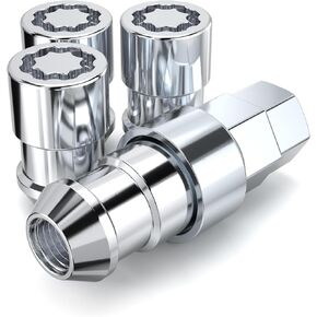 White Knight MG40610SAM Chrome M12x1.25 Thread Size (1.30" L) Conical Seat Socket Type Wheel Locks, 4 Pack