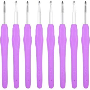 8 Pcs 5.0mm Crochet Hooks US Size H/8 Ergonomic Crochet Hook Crochet Needles Aluminum Knitting Needles Craft Yarn, Crochet Hook for DIY Craft, Crochet Needles for Knitting Scarf(Purple)