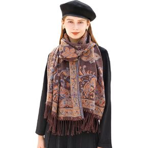 Wander Agio Warm Fashion Scarf Long Shawl Blanket Winter Wraps Scarves for Women Cashmere Jacquard Vintage Paisley Pattern