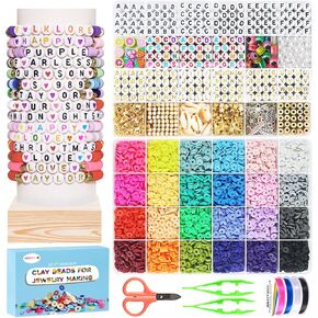 Redtwo 15000 Pcs Clay Beads Bracelet Making Kit, 3 Boxes 72 Colors Friendship Bracelet Kit Flat Polymer Heishi Beads for Jewelry Making, Crafts Gift for Girls Ages 6-12