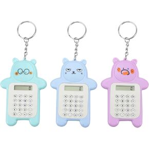 3pcs Arithmetic Calculator Pocket Calculator Keychain Mini Printing Calculator Financial Calculator Small Calculator Mini Calculator Key Ring Xmas Party Car Decorate Plastic Office