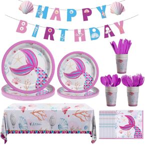 Dinosaur Birthday Decorations, 170 Pcs Dinosaur Party Supplies, Dinosaur Party Decorations Including Banner, Plates, Cups, Napkins, Cutlery and Tablecloths, Serves 24