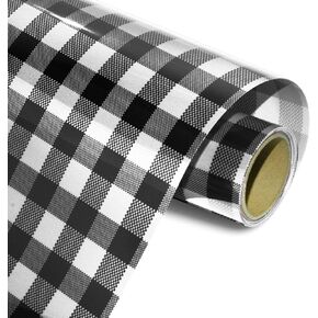 Classic Buffalo Plaid HTV Heat Transfer Vinyl by KISSWILL - 10 Inches by 5 Feet Pattern HTV Iron on Vinyl for T-Shirt/Hats/Shoes and More - White