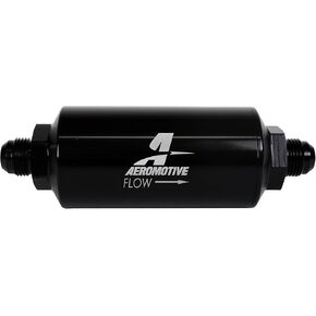 فلتر Aeromotive 12378، في الخط، عنصر شبكي مقاوم للصدأ 40 ميكرون، ذكر AN-08، أسود ساطع، 2 بوصة OD