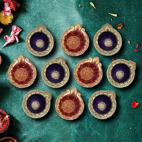 Set of 10 Diwali Diyas for Decoration Diwali, Decorations for Home Diwali Lights Diwali Decor Candle Diwali Gifts for Friends Clay Diya for Diwali Tea Lights, Homemade Diyas Tealight,Indian Oil Lamp