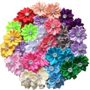 QandSweet Girls' Hair Clips with Jeweled Flower Ms Brooch for Toddler Girl Teens Womens (13 Pieces 3.5" Flower)