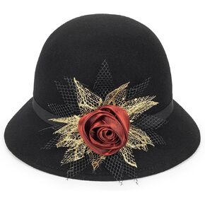 1920s Classic Wool Bowler-Cloche-Hat Upturn-Brim Derby-Theatre Church-Hat for Women and Men