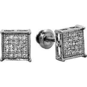 Dazzlingrock Collection 0.15 Carat (ctw) Black Rhodium Plated Real Diamond Square Men's & Women's (Unisex) Hip Hop Iced Stud Earrings