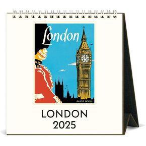Cavallini 2025 Vintage London Easel Desk Calendar, 6 x 6.5 Inches, 12 Month Page-A-Month Standing Desk Calendar, Ideal for Travel Lovers and Anglophiles, Small and Cute Desktop Flip Calendar 2025