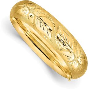 Avariah 14k Yellow Gold 11/16 Oversize Florentine Engraved Hinged Bangle Bracelet - 8"