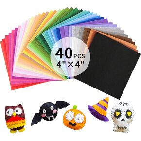 VieFantaisie 40 PCS Felt Fabric Sheets, 12" x 8" Craft Felt Fabric Sheets, Assorted Felt Stiff Fabric Square, Non-Woven Felt Sheets for Kids, DIY Sewing Crafts, Patchwork, School Project
